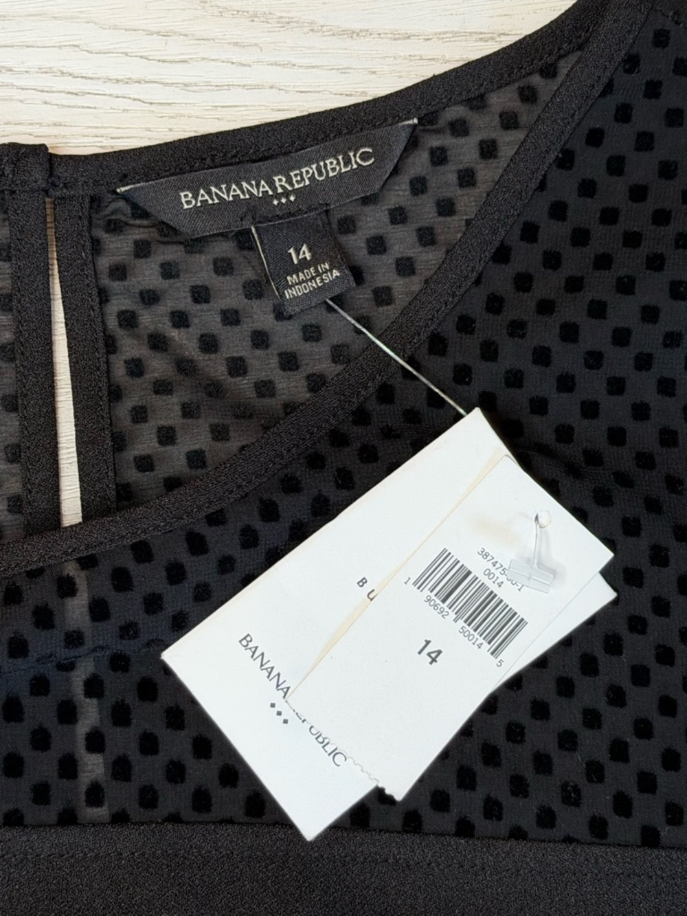 Banana Republic Black Balloon Sleeve Shift Dress Swiss Dot Mesh Yoke Size 14 NWT - Picture 4 of 12